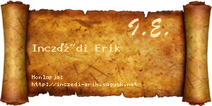 Inczédi Erik névjegykártya